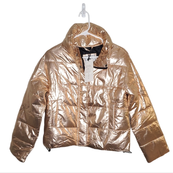 royal matrix Jackets & Blazers - ROYAL MATRIX NWT Metallic Puffer Coat Rose Gold